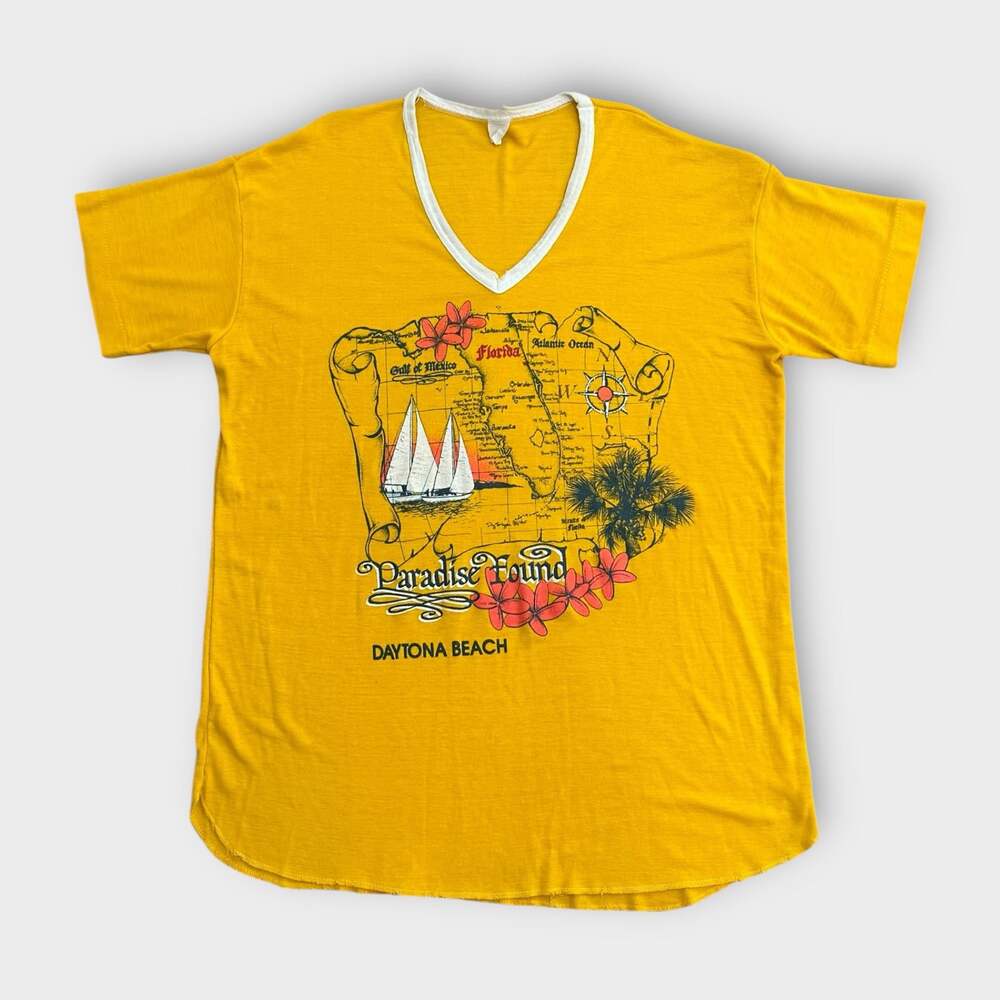 VTG 70's/80's Daytona Beach Florida Single Stitch Ringer Tee